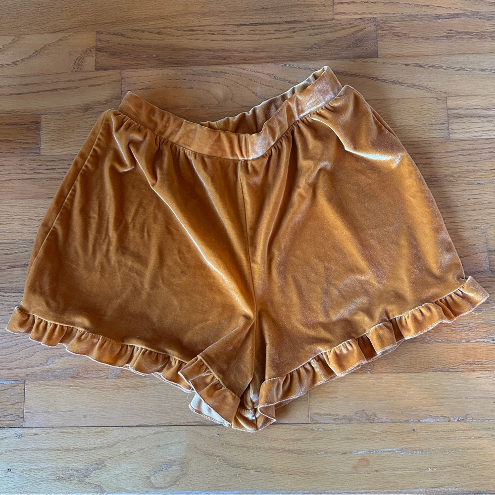 ASOS Velvet High Waist Shorts - Gold